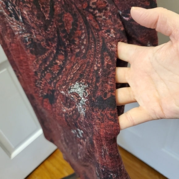 NWT Apt. 9 Paisley Print Ribbed Knit Long Sleeve Swing Dress Ret. $50 - Picture 5 of 10